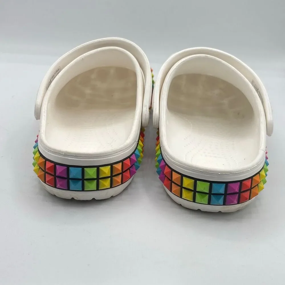 Crocs Crocband 3D Shapes Clog White Rainbow Style 207290 Unisex Men's 7 W 9 - Picture 5 of 9